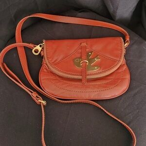 Marc by Marc Jacobs Small Saddle Crossbody in Cognac Brown with Gold Accent